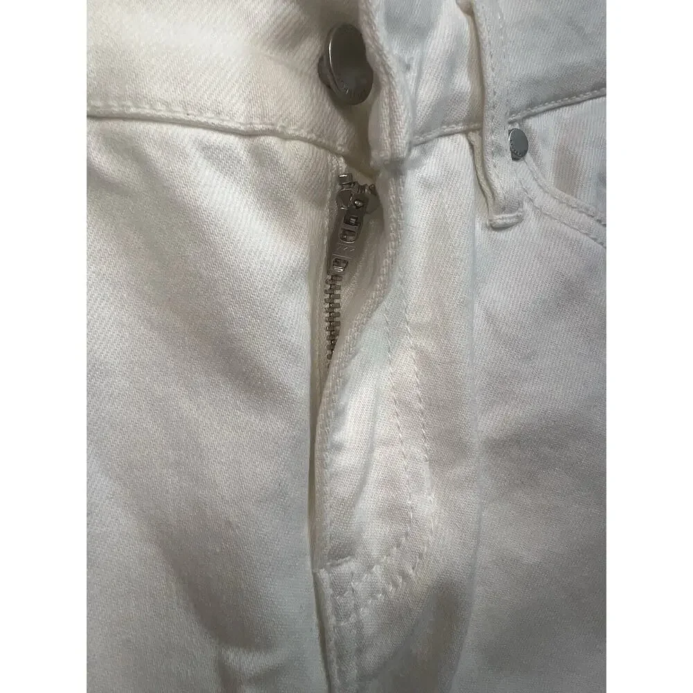 Liverpool the Girlfriend Cuffed JEAN‎ Mid Rise Distressed Denim Bone White 0/25